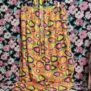 Ashley Stewart Colorful Geometric Pleated Skirt